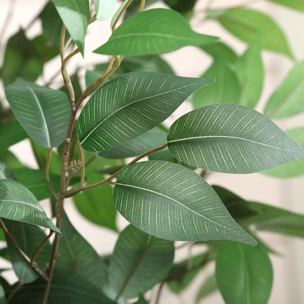 6ft Artificial Ficus Tree Fake Silk Plant for Home Office Decor Indoor Floor Plant in White Pot with Green Moss