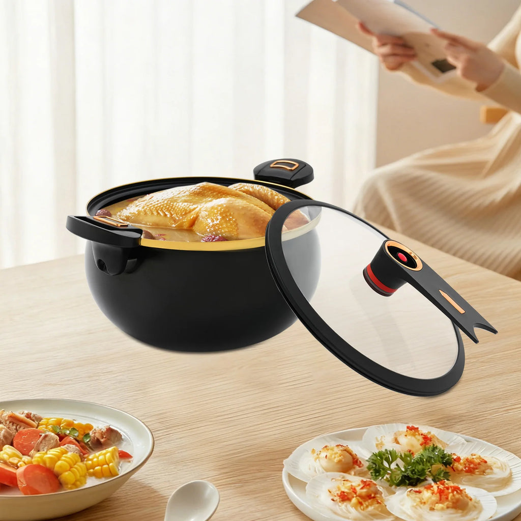 Micro Pressure Cooker, Non-Stick Pot, 8L Multi-Function Round Micro Pressure Cooking Pot for Various Stoves , for 5-7 People