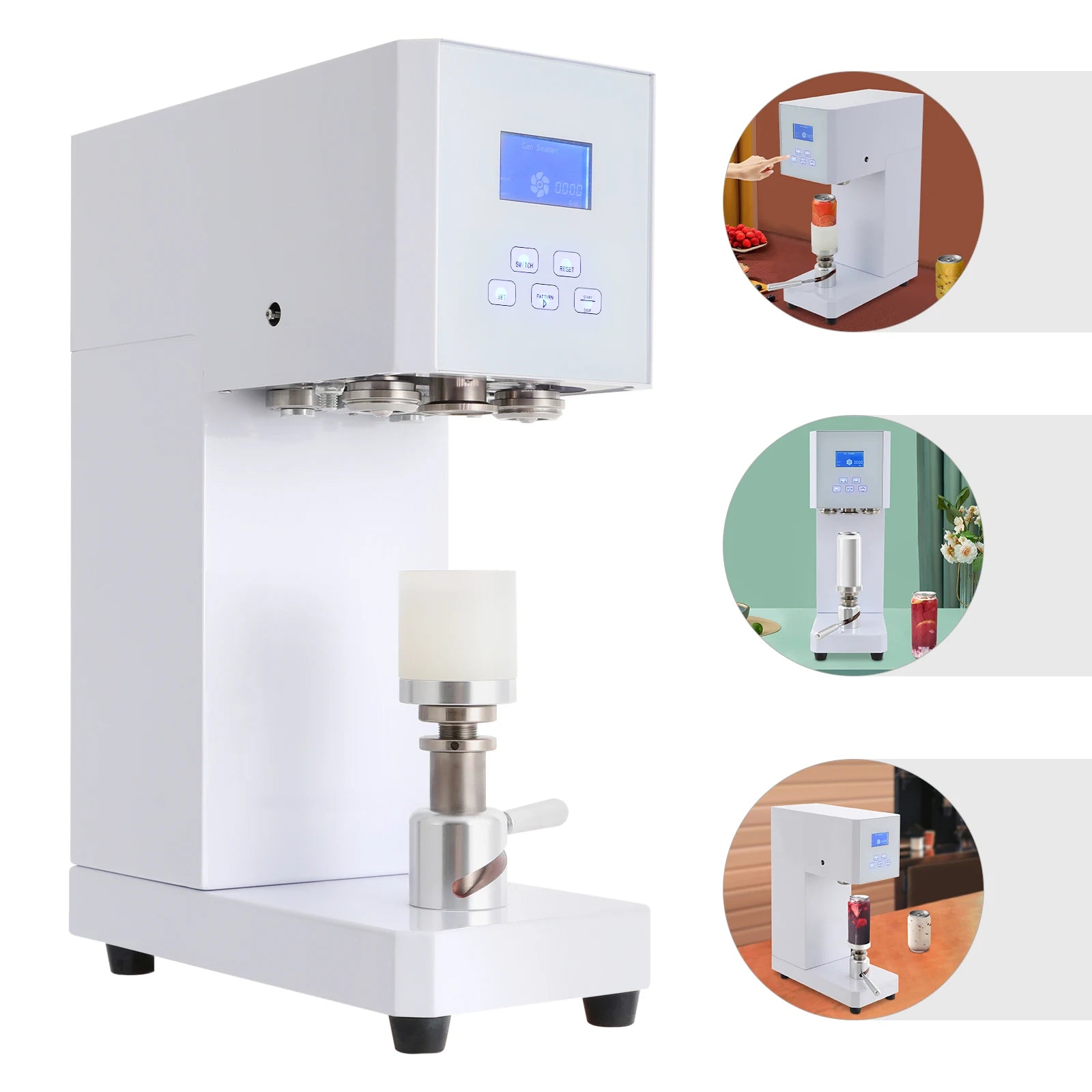 LED Display Beverage Seal Machine 370w Milk Tea Drink Bottle Sealer White Cans Sealer for Sealing Pet Plastic Bottles