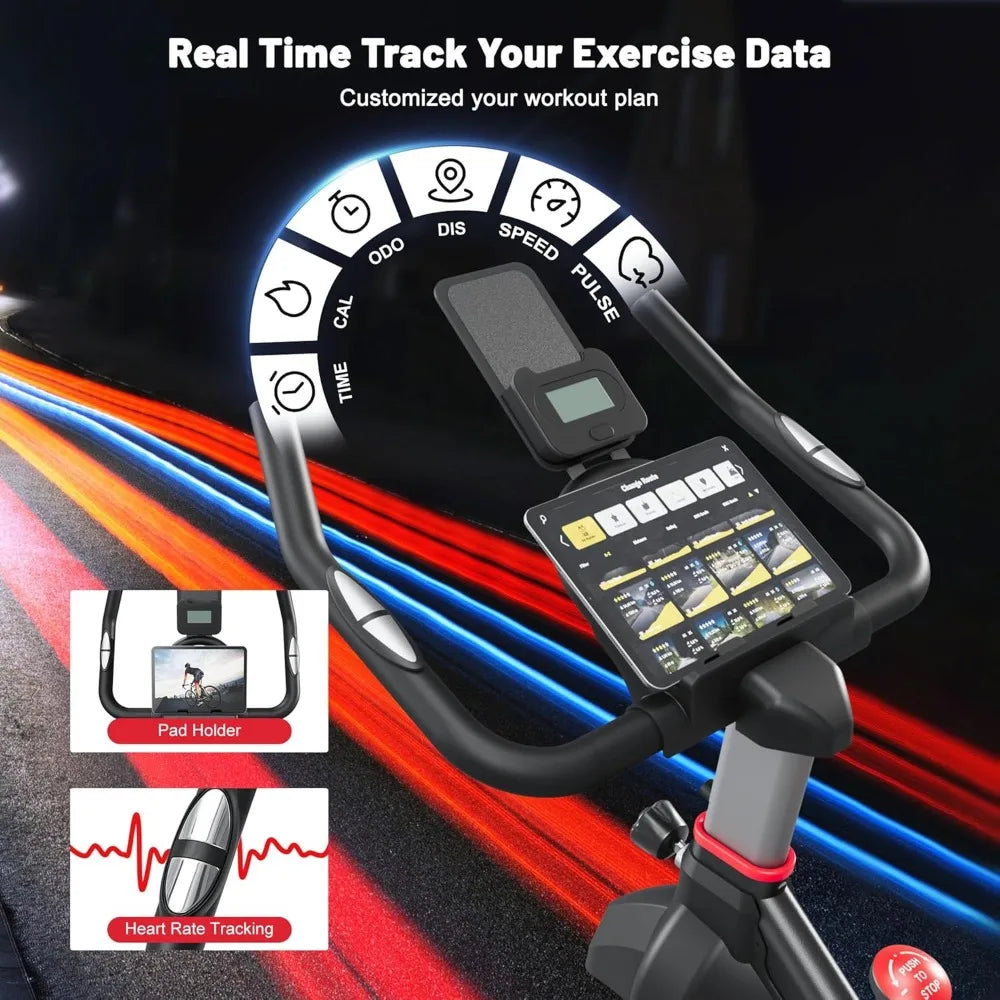 Sports Bike Indoor stationary bike with comfortable seat, pulse monitor and Ipad stand for home aerobics gym