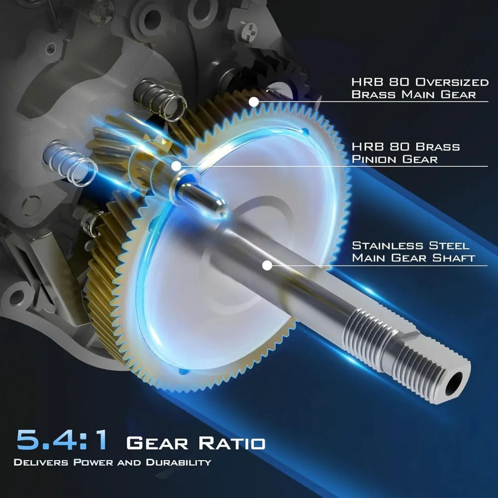 High capacity cast bait reel,graphite frame,35 LBS. Resistance 5.4:1,6+1 double shield /SS BB centrifugal brake, aluminum handle