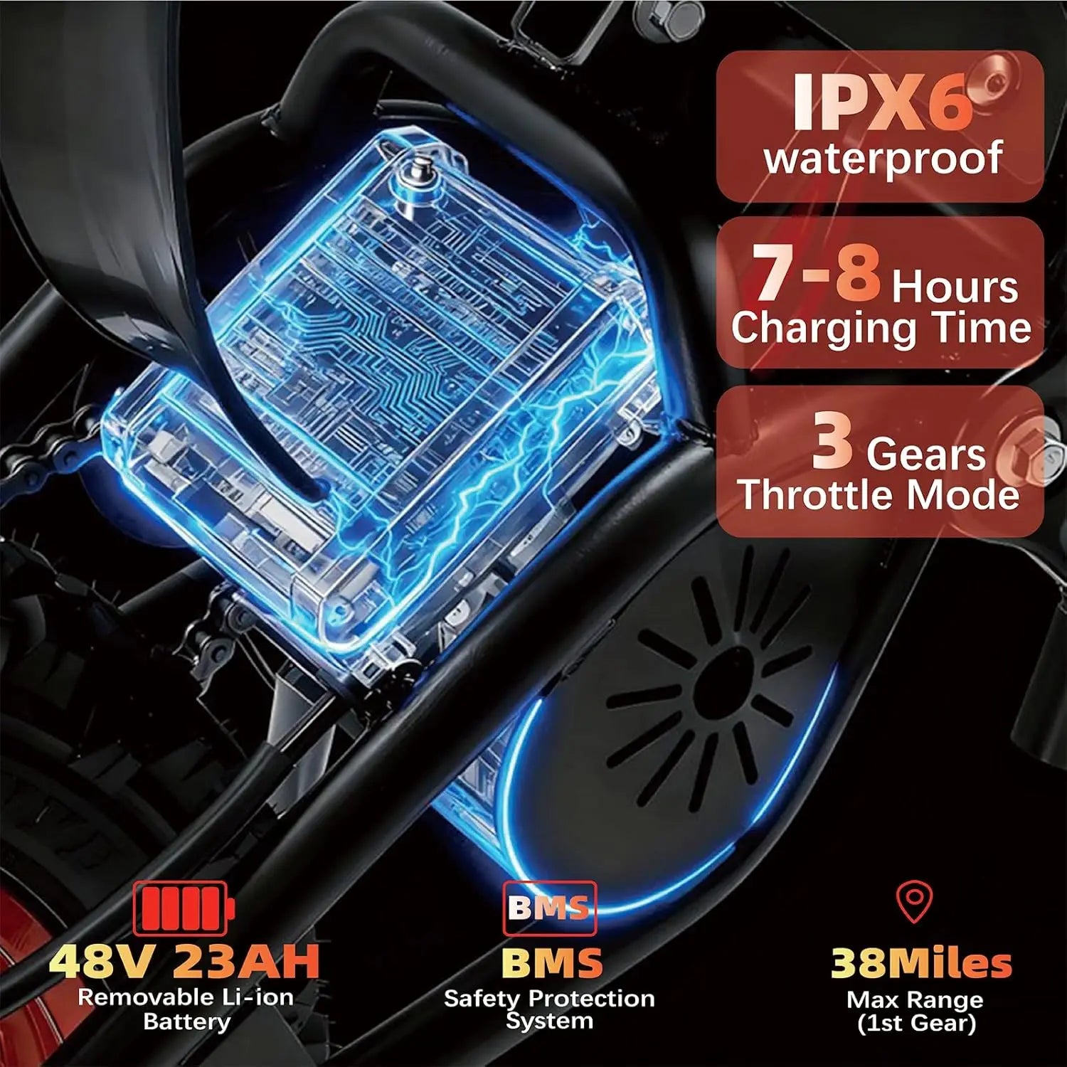 Electric Dirt Bike for Teens and Adults, 3000W Electric Motorcycle, 14/12 in Wide Tires, 38 Mph Speed, Equipped with 48V 23AH