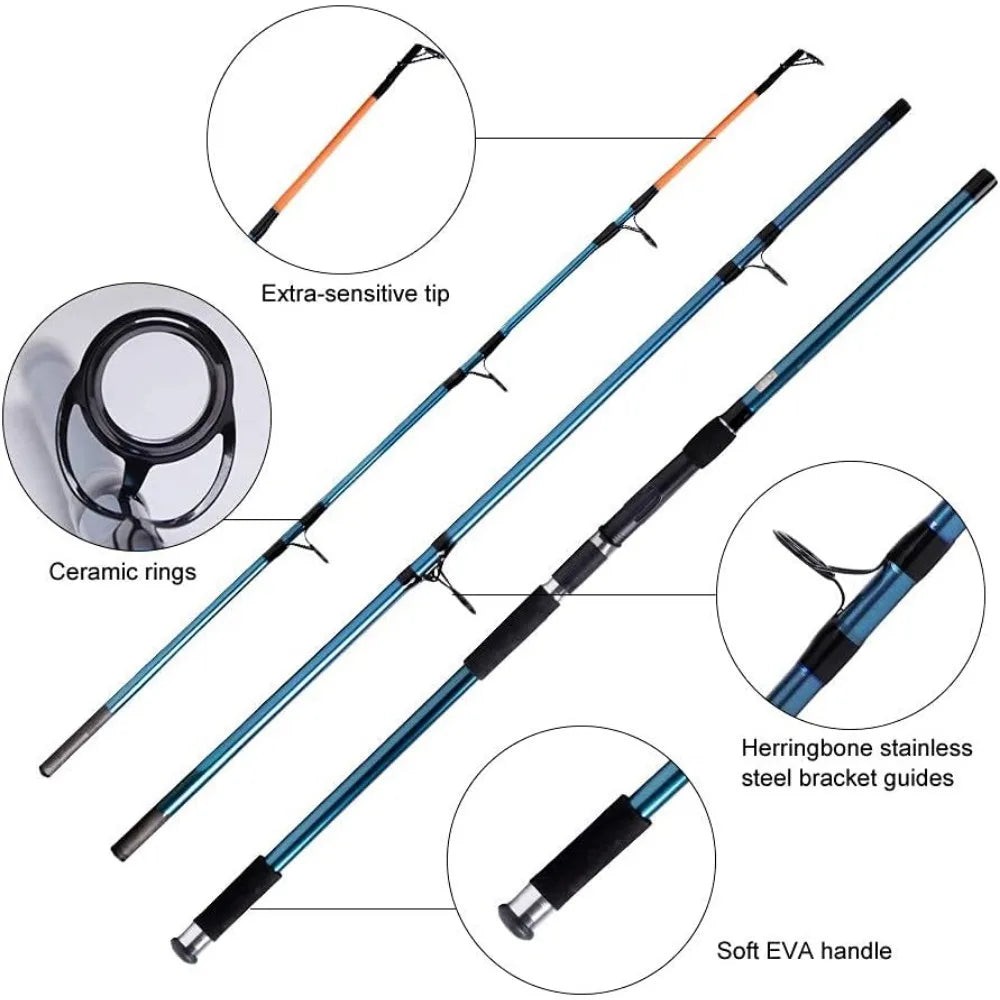 Surf rod and reel combination, saltwater fishing combination, Spinning reel 9+1 BB, offshore gear kit rod equipment set