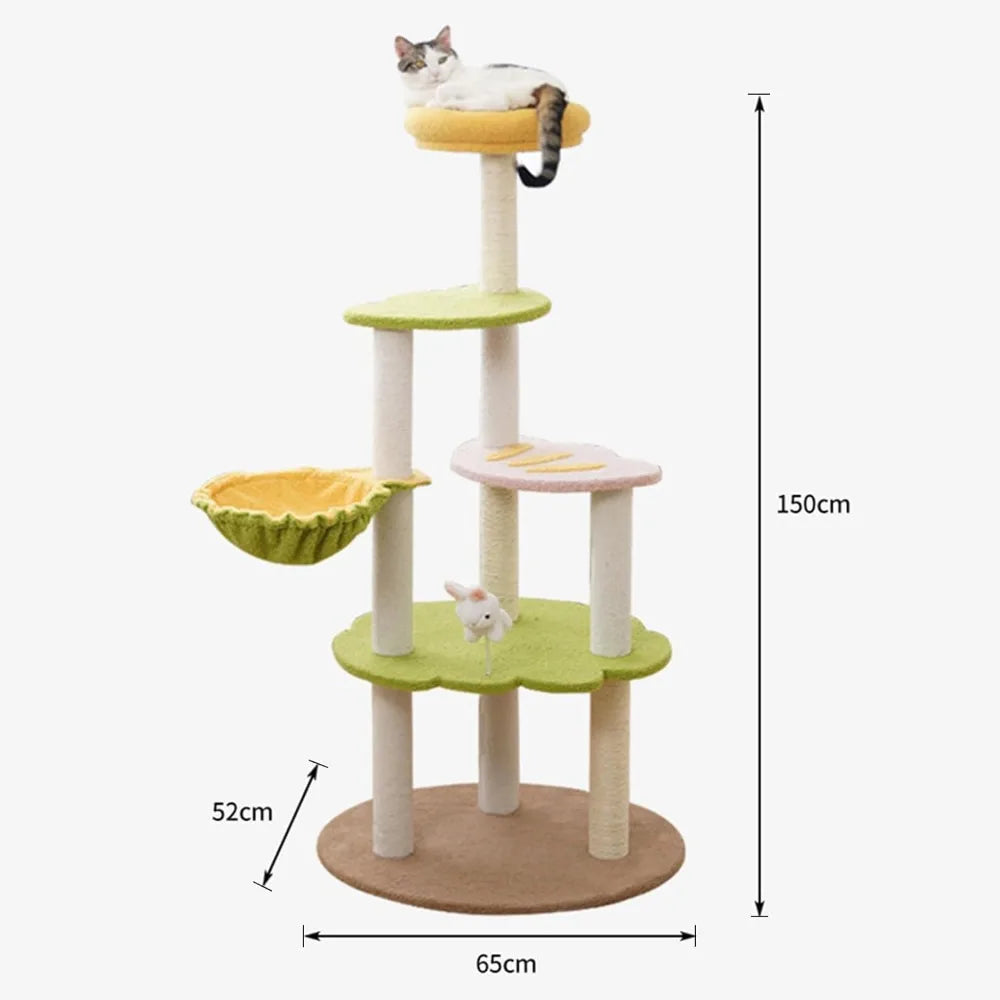 Indoor Multi-Level Cat Climbing Tree with Sisal Scratching Post, Green Cat Condo for Activity and Play