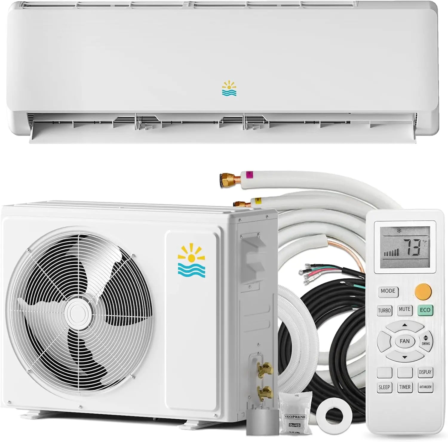 Mini Split Air Conditioner System - Ductless Inverter Heating And Cooling Energy Efficient AC Split Units for Home Or Office