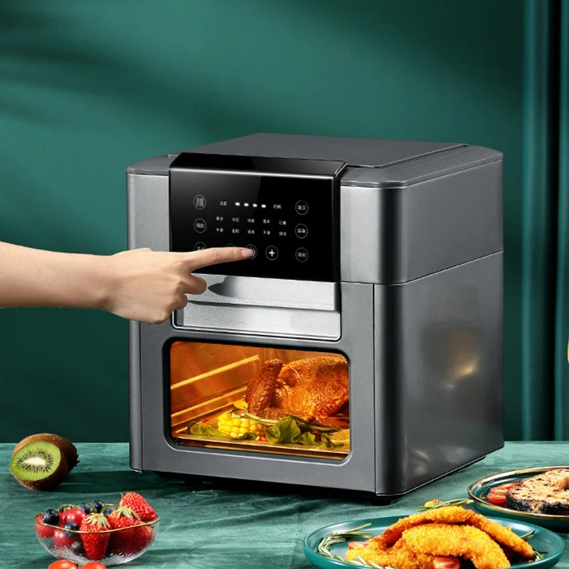 12L Large-Capacity Air Fryer 220V Oil-Free Intelligent Multi-Function Electric Fryer Oven with LED Touch Screen for Household