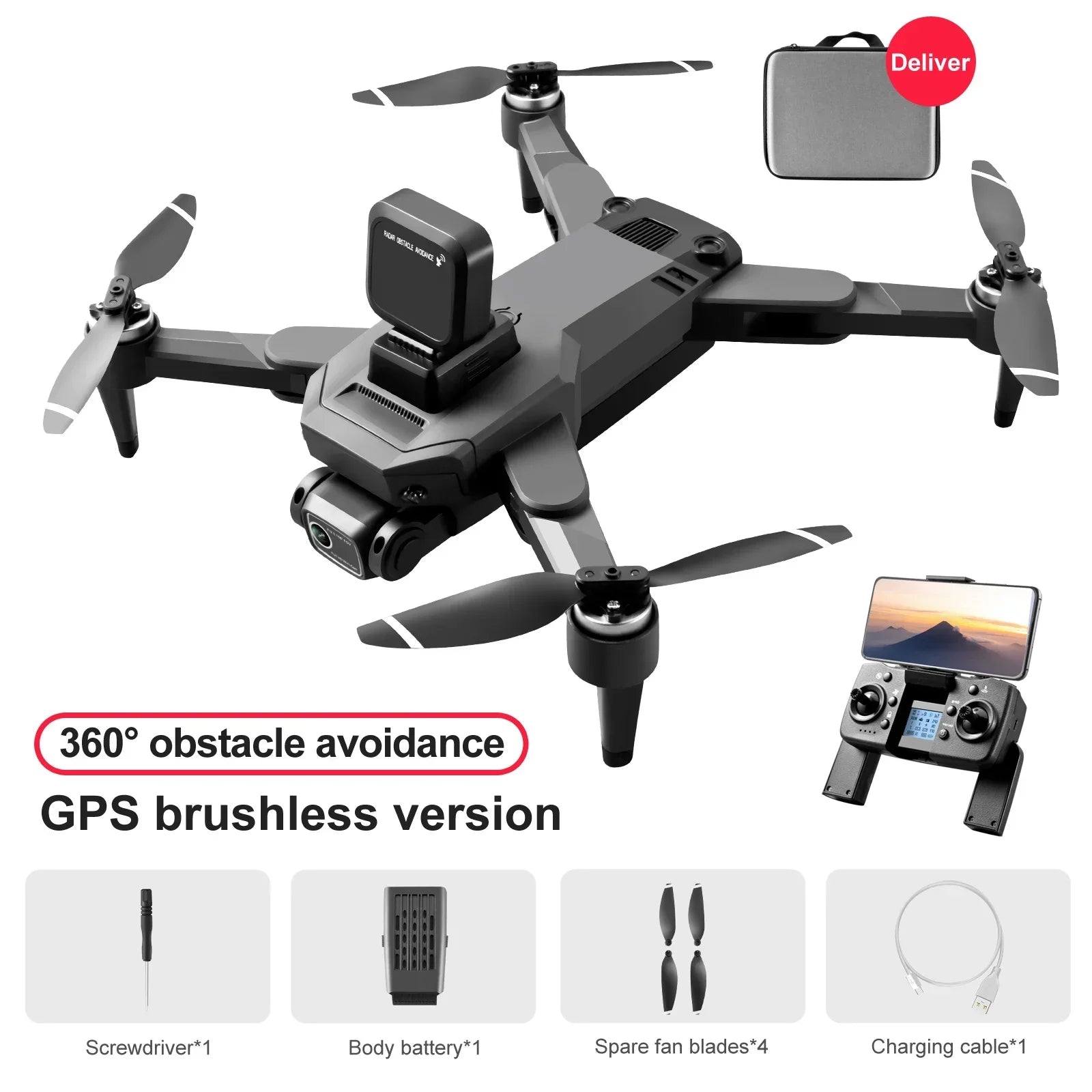 S109 Brushless Drone 5G Remote Control HD Transmission Ultra Long Range Four Axis Electric Resistant GPS Optical Flow Dron 3000M