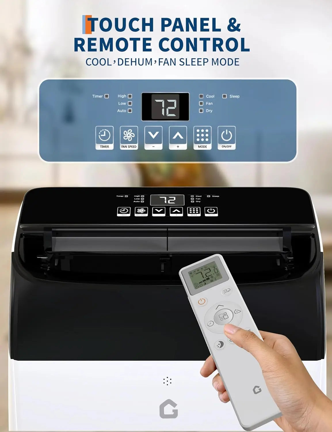 Portable Air Conditioner 14000 BTU Quiet AC Unit with Remote Control Built-in Dehumidifier, Fan, Sleep Mode, Window Exhaust Kit