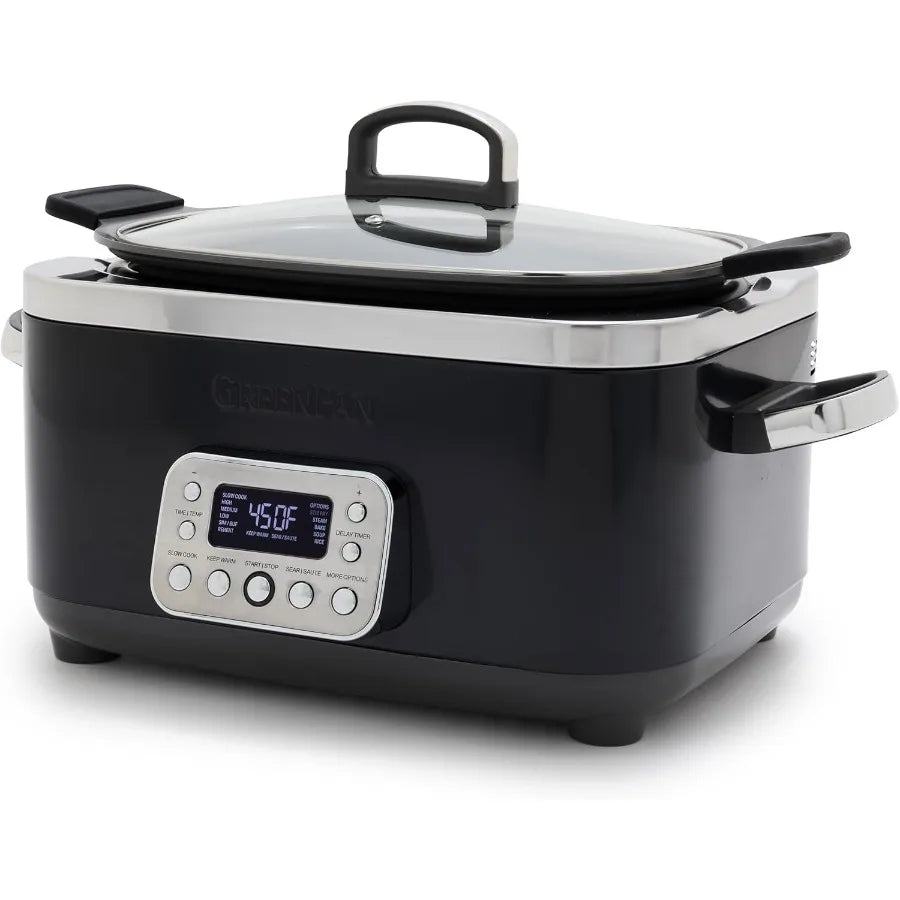 Elite 14in1 Nonstick 6QT Electric Slow Cooker PFASFree Ceramic MultiCooker with InPot Browning for Home Kitchen Dishwasher Safe