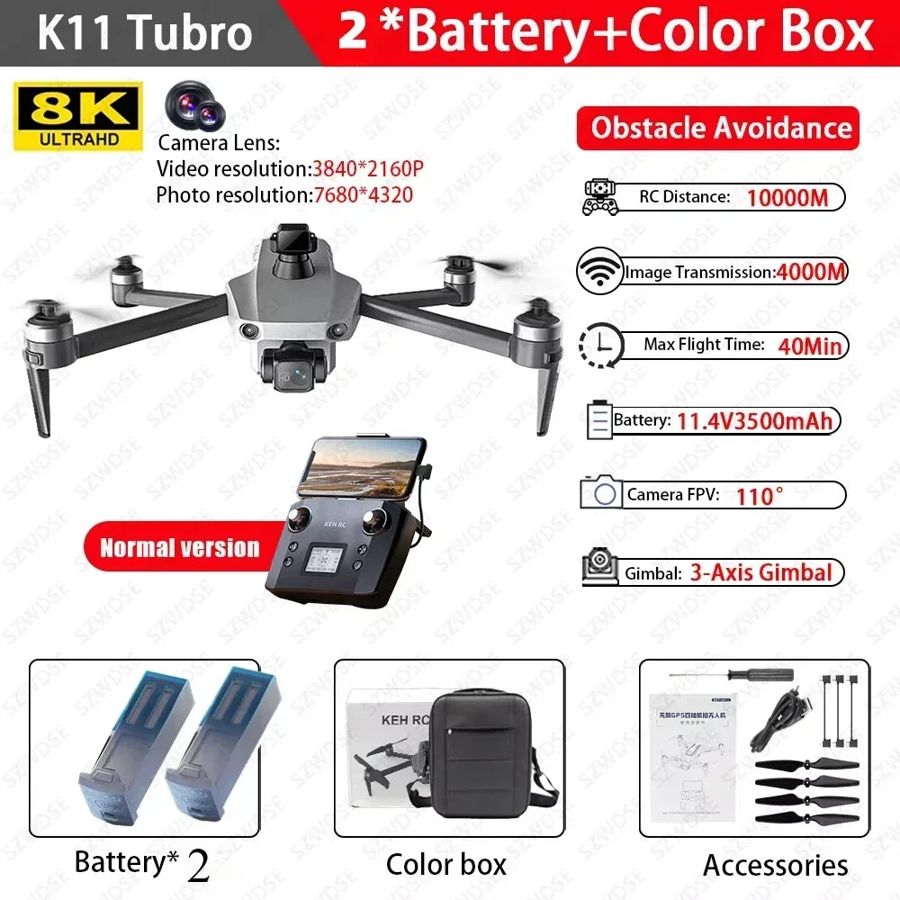Cole Professional K11 Tubro Drone Aerial 8K HD Dual Camera with Built-in Airdrop Intelligent Obstacle Avoidance And RC Aircraft