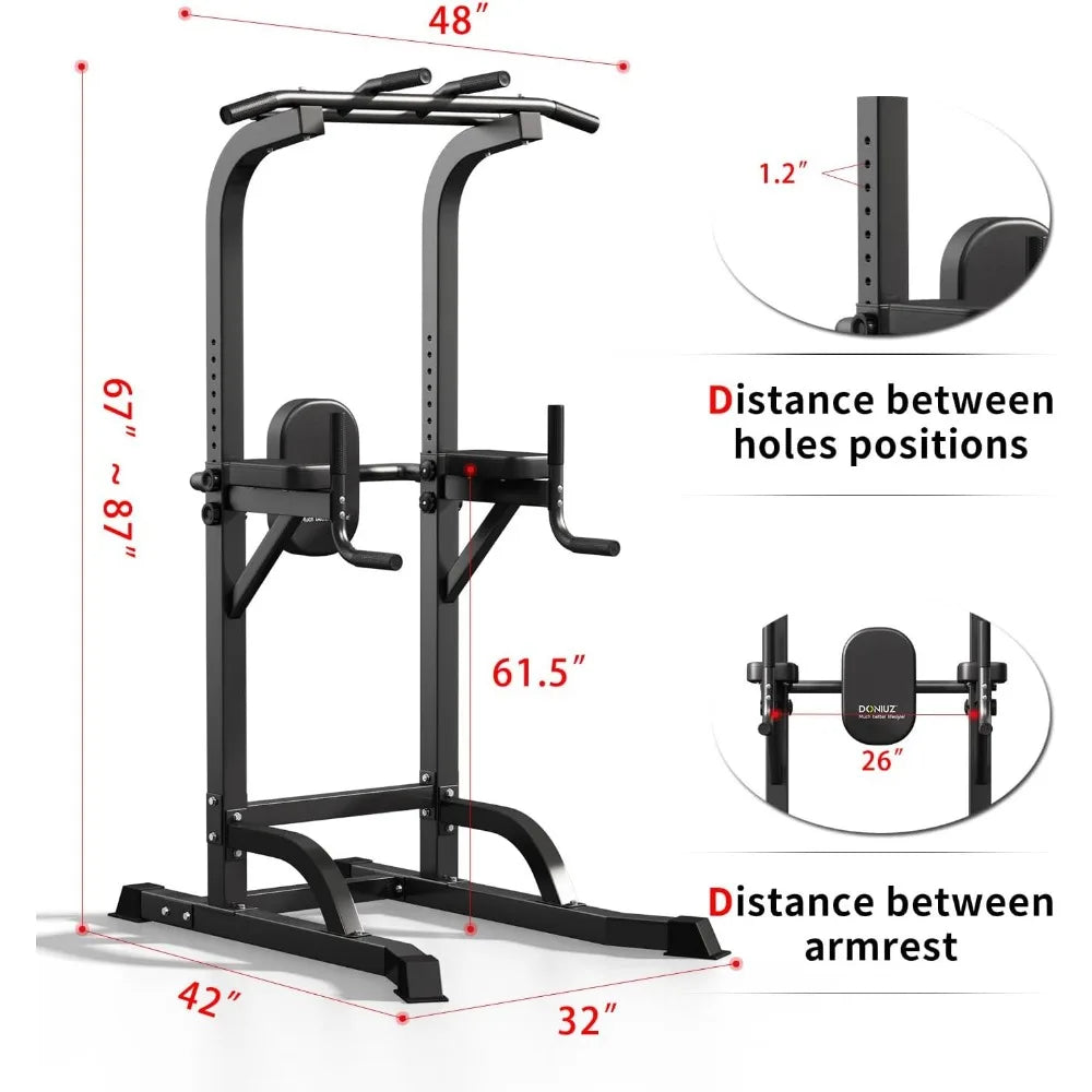 Power Tower Pull Up Bar and Dip Station, Multi-Function Home Gym, Strength Training Fitness Equipment, Height Adjustable