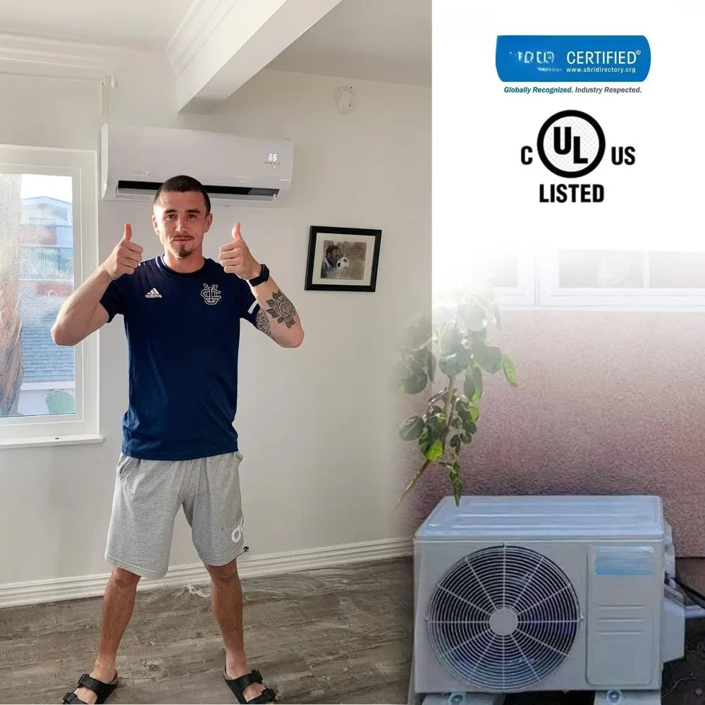 12000 BTU Mini Split Air Conditioner Ductless Inverter 17.4 SEER2 with Heat Pump 110V 1 Ton - Installation Kit Included