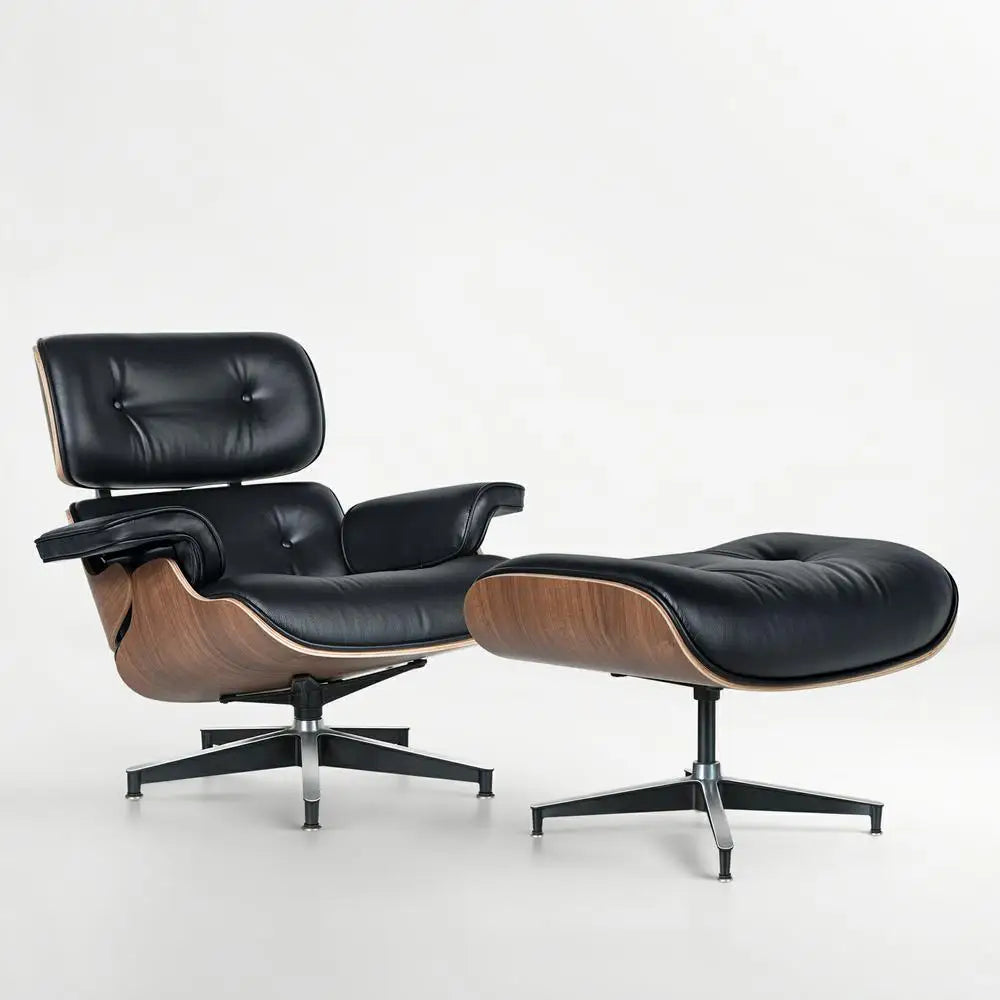 Mid-century Armchair Leather Lounges Chair ,ottoman include Living Room Furniture