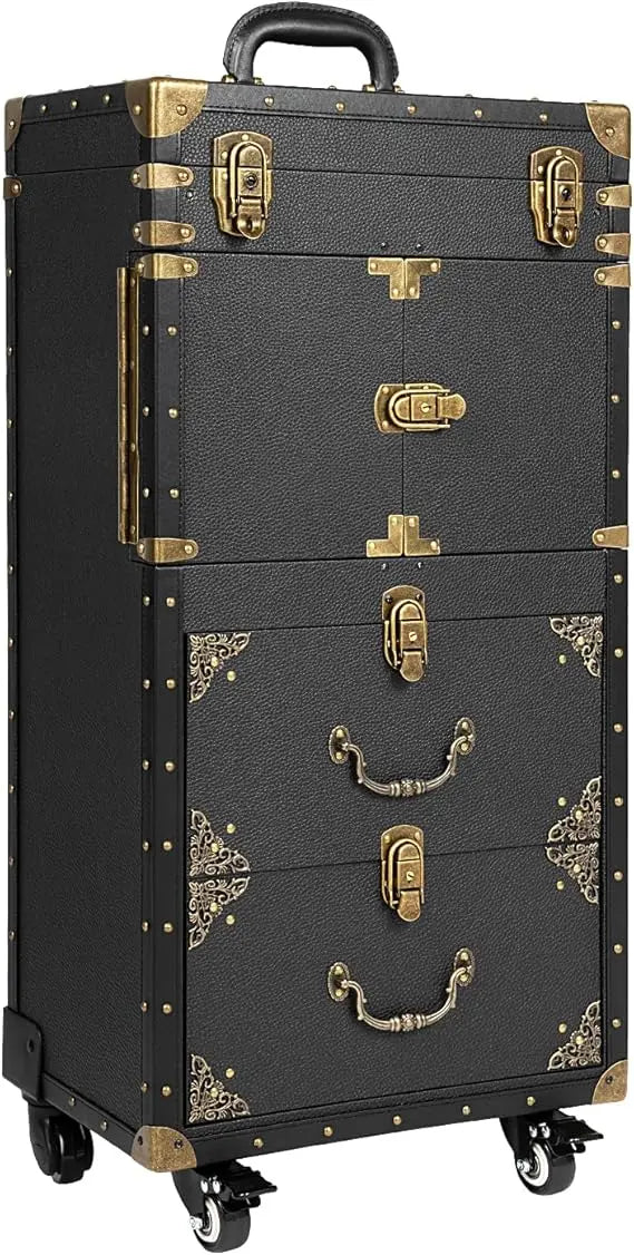 Luggage, Rolling Lockable Makeup Train Case, Hairdressing Trolley Stylist Beauty Salon Cosmetic Luggage Travel Orga