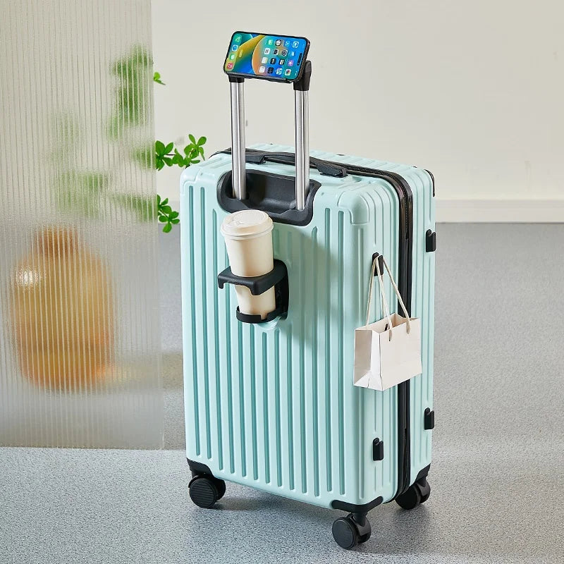 Large Capacity Medium Travel Luggage Bag 20-26 Inch Rolling Bag with Cup Holder And Phone Stand for Easy Carry-On Travel