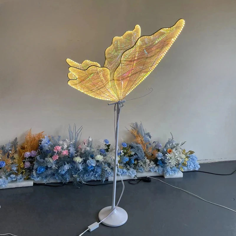 Wedding Luminescent Lamp Multicolored Butterfly Wings Creative Road Lead Stage Lights for Party Ornaments Wedding Decor Lamps
