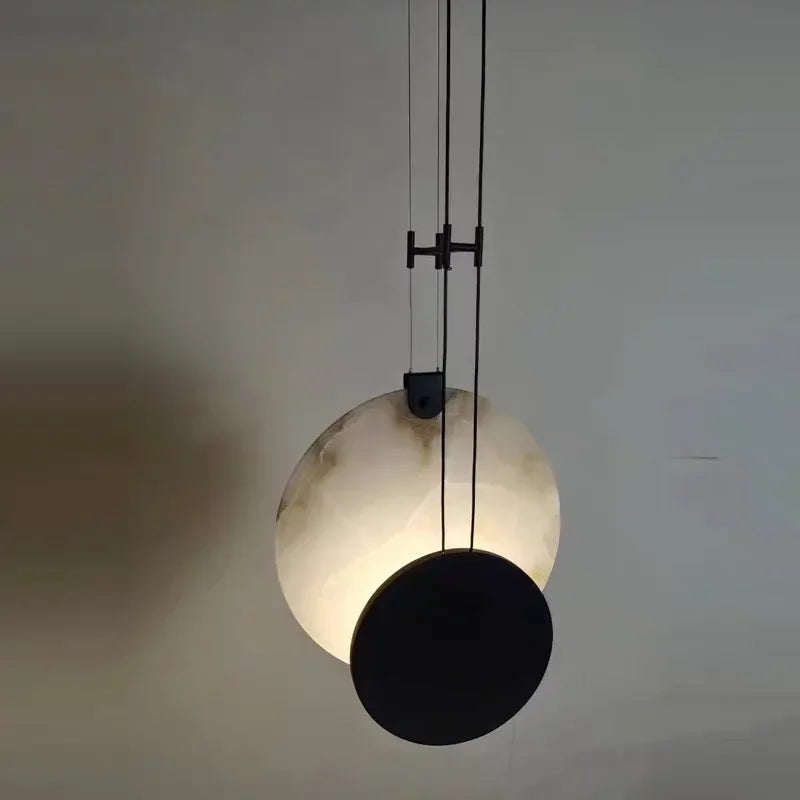 Italian light luxury marble chandelier bedroom bedside pendant lamp Background wall ceiling lamp interior decor atmosphere light