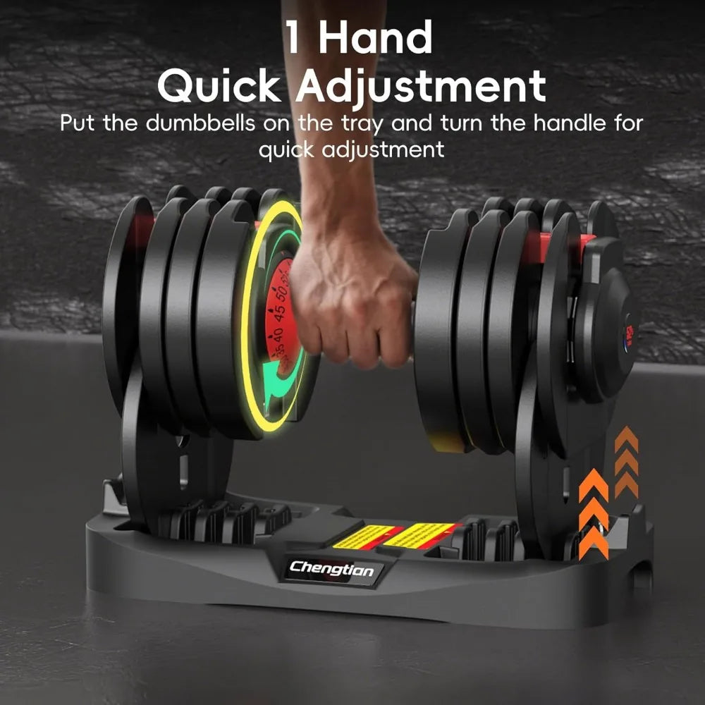 Adjustable Dumbbells Set - 52.5 lbs/25 lbs, 15/9 Weights, Quick-Change Dumbbell Set for Home Gym Use by Men and Women