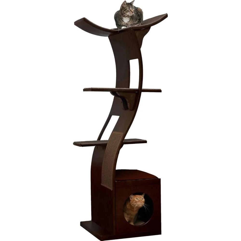 Multi-Level Cat Tree with Scratching Pad, Perches, Climbing House, Play and Relaxation Area for Cats