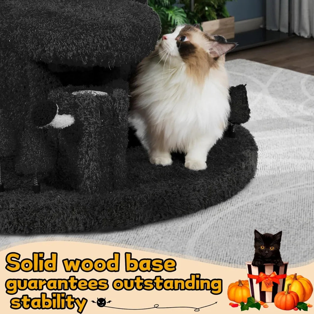 88.6 Inches Super Large Cat Tree,Soft Plush Multi-Level Climbing Tree Cat House,All-in-One Tall Cat Tower with Scratching Post,R