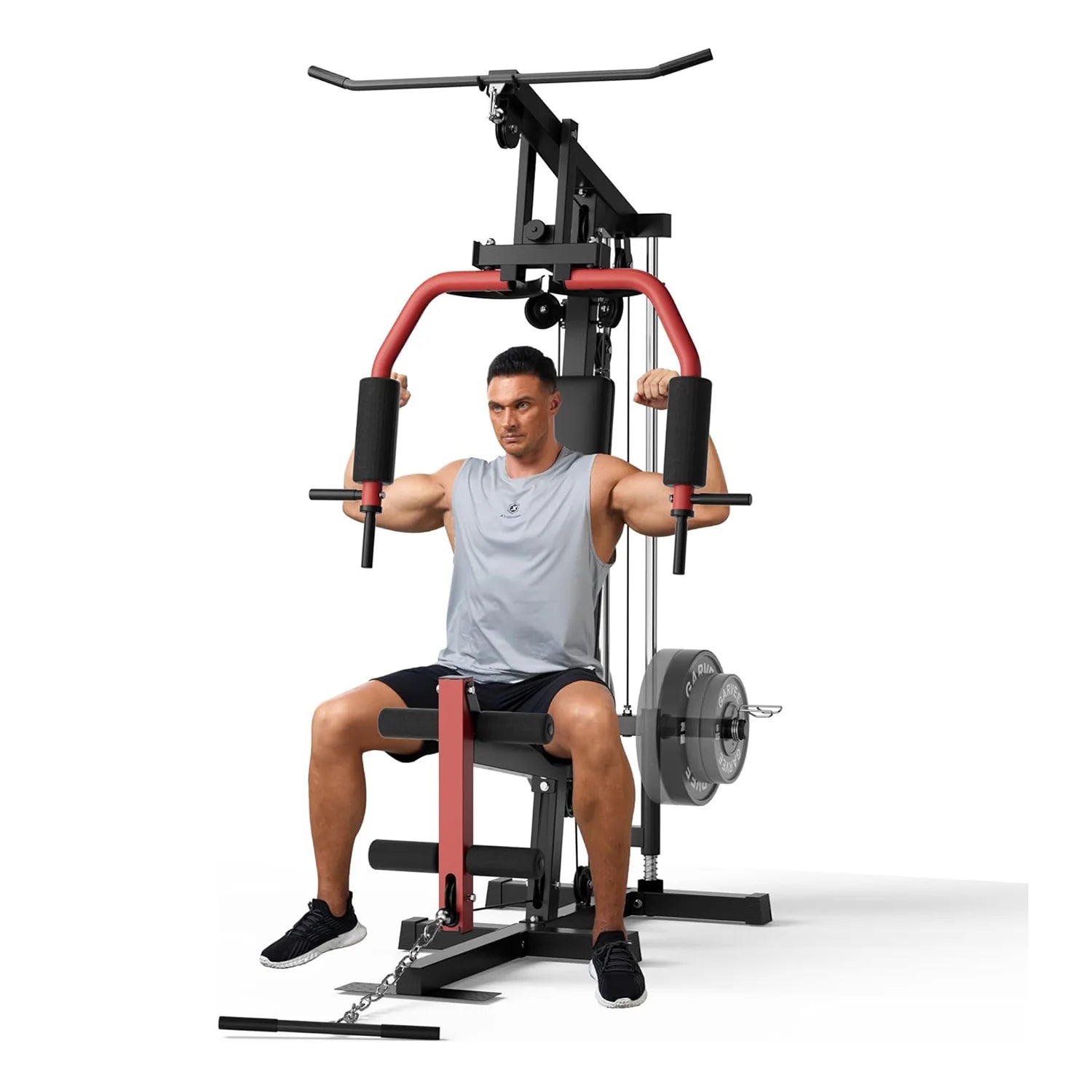 Home Gym Machine Full Body Workout Equipment with Pulley System,Leg Press Support for Strength Training, Workout Station