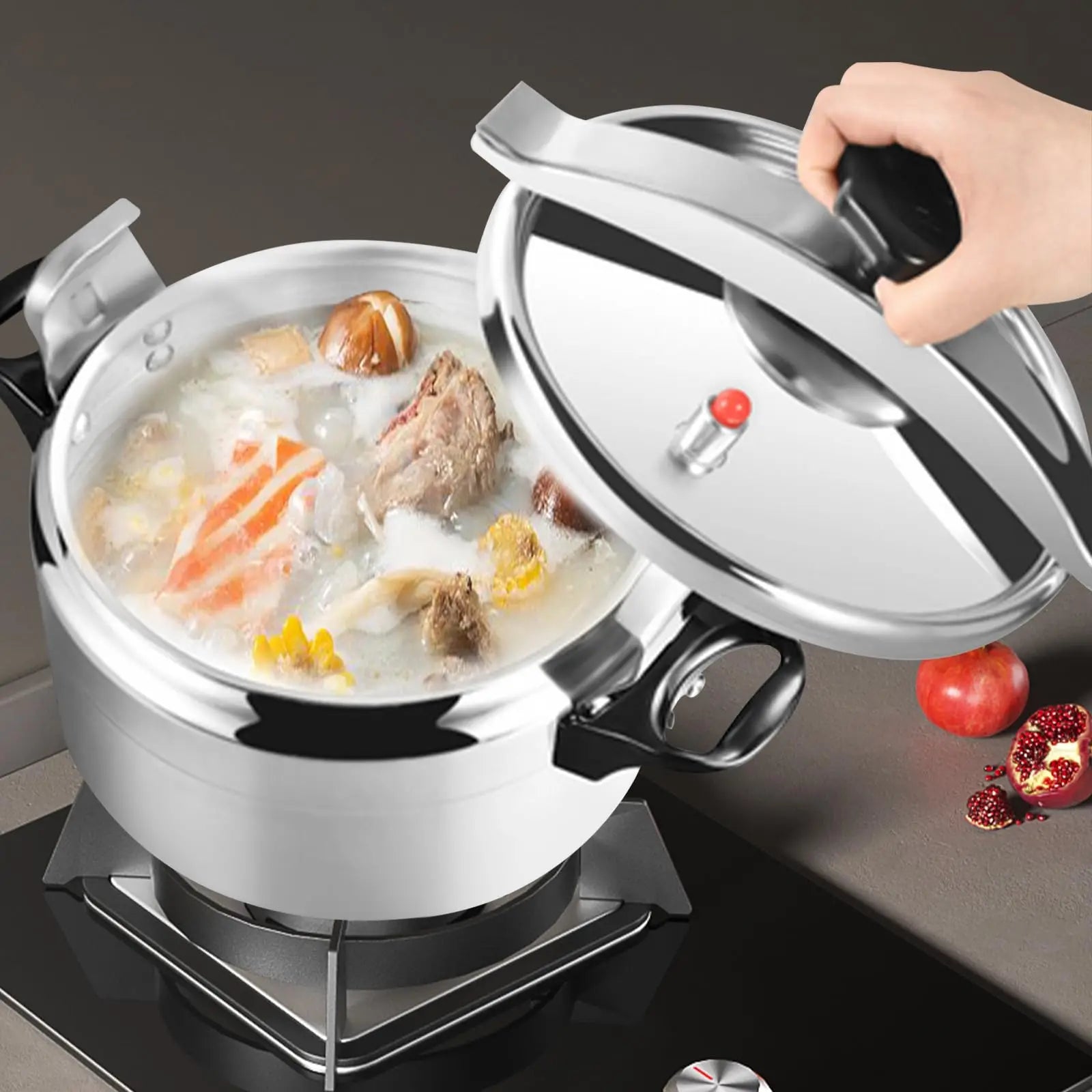 Pressure Pot, Aluminum Pressure Cooker, 3L/3.17Qt Capacity for Open Fire, Induction, Electric, Gas (3L/3.17Qt)