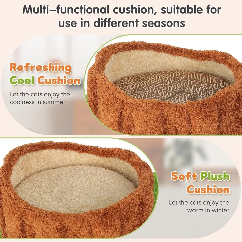 nunu super large cat tree tower – all-in-one tall cat tower with scratching post, luxury multi-level solid wood cat condo for in