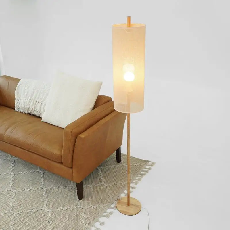 Modern Height Floor Lamp for Living Room, Bedroom & Study Area Lighting - Oak Finish, 110-120V Standing Light for Home Decor