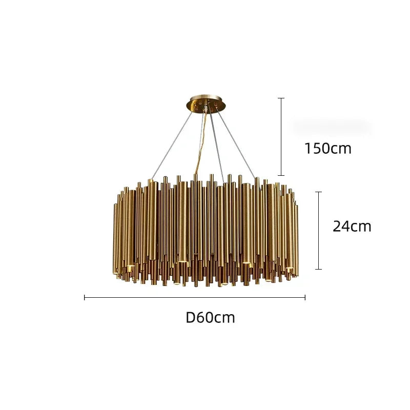 Modern Simple Gold Ceiling Chandelier LED Pendant Lights Living Room Villa Stainless Steel Creative Interior Indoor Lighting