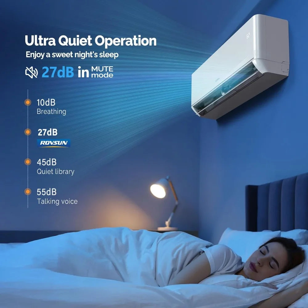 Smart WIFI Mini Split Air Conditioner 12000 BTU with Inverter Heating Cooling 23 SEER2 Ductless System for Room Size 15-25m2