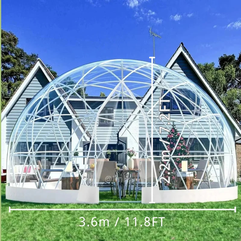 3m/3.6m Glamping Garden Dome Igloo Upgraded Greenhouse Dome Tents Clear Transparent Dome Tent With TPU Cover And Polyester Mesh