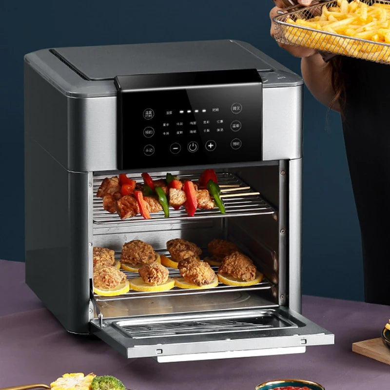 12L Large-Capacity Air Fryer 220V Oil-Free Intelligent Multi-Function Electric Fryer Oven with LED Touch Screen for Household