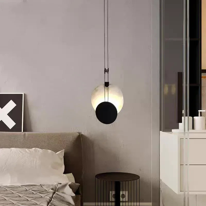Italian light luxury marble chandelier bedroom bedside pendant lamp Background wall ceiling lamp interior decor atmosphere light