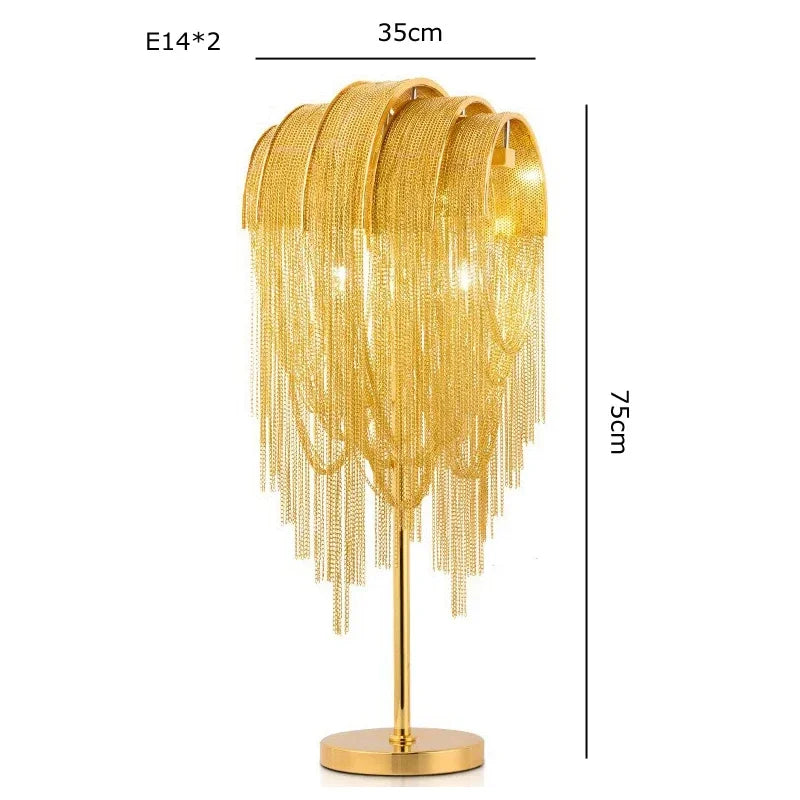 Chandelier Modern Tassel Aluminum Chain LED Hanging Pendant Lights Lustre for Living Room Decorative Suspend Lighting Fixture