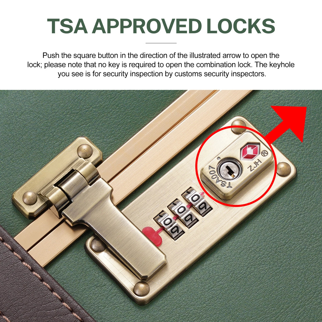 urecity Vintage Luggage Set, 3 Piece Retro trolley luggage bag,Travel Luggage with Spinner Wheels and Beauty Case (Army Green)