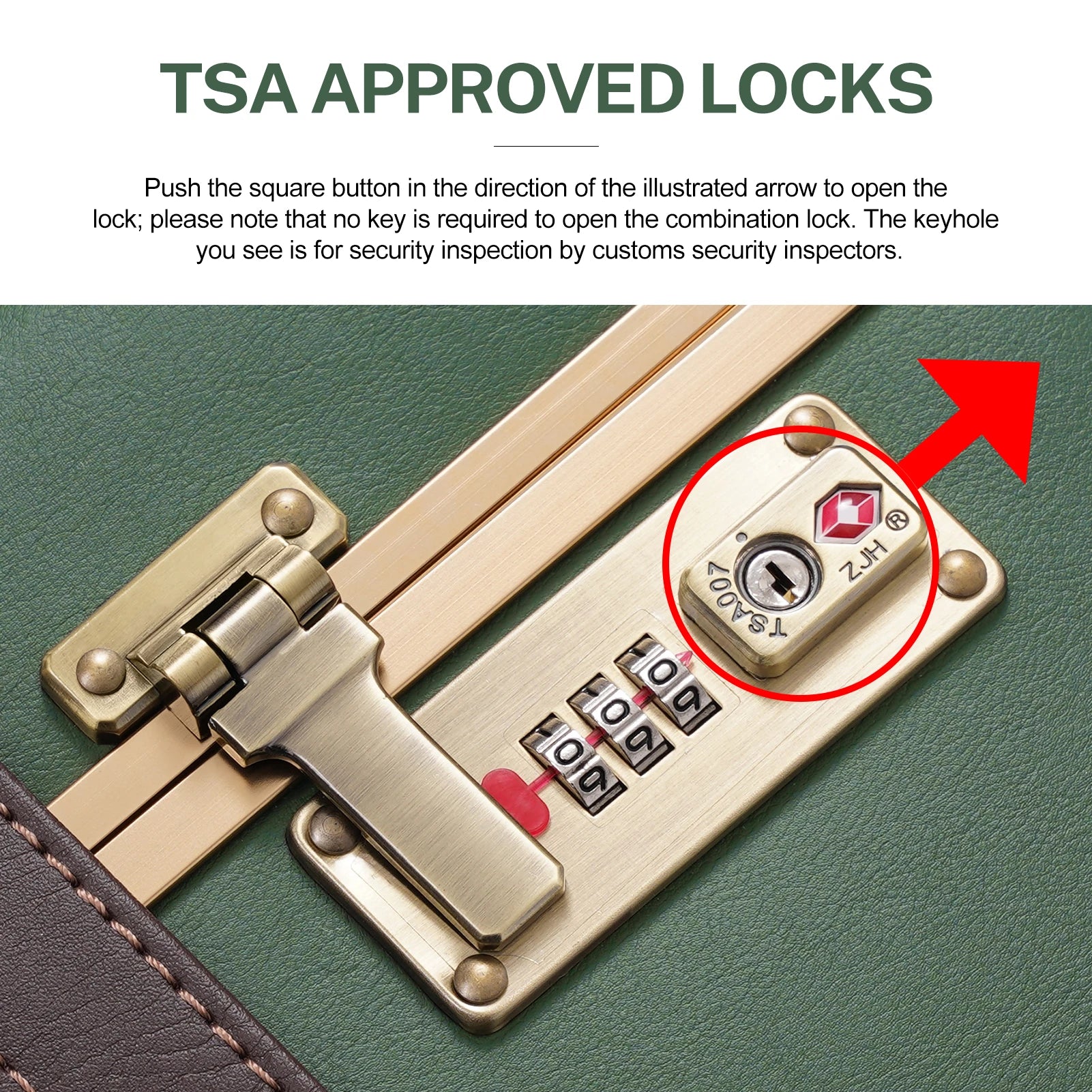 urecity Vintage Luggage Set, 3 Piece Retro trolley luggage bag,Travel Luggage with Spinner Wheels and Beauty Case (Army Green)