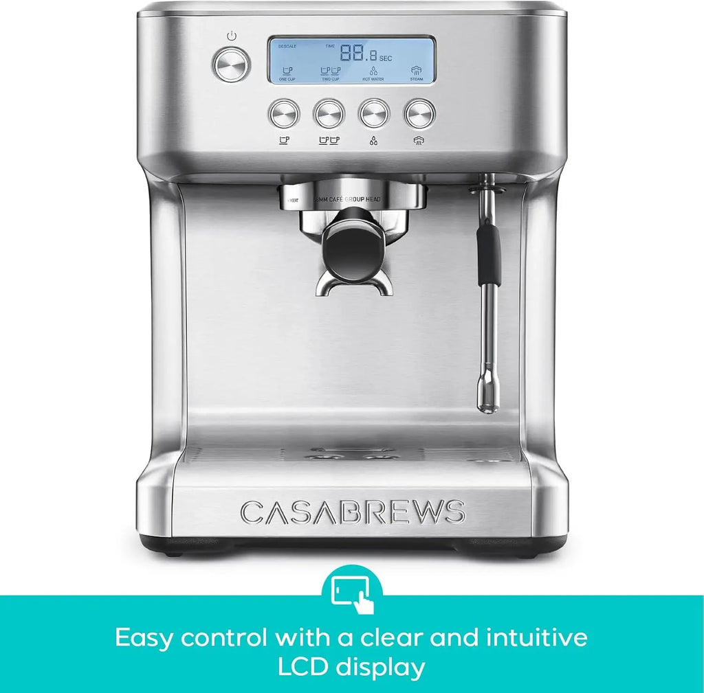 Ultra Espresso Machine with LCD Display, Powerful Milk Frother, Adjustable Temperature for Barista-Quality Lattes & Cappuccinos