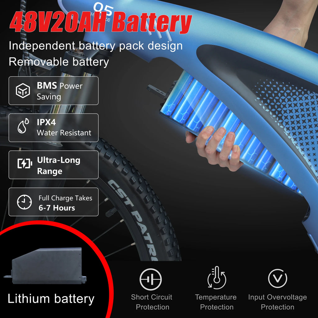 HUANCI Q5 Mountain e bike 2000W electric bike ebike 48V20AH electric bicycle 27.5inch off-road tire Hydraulic brakes Ebike adul