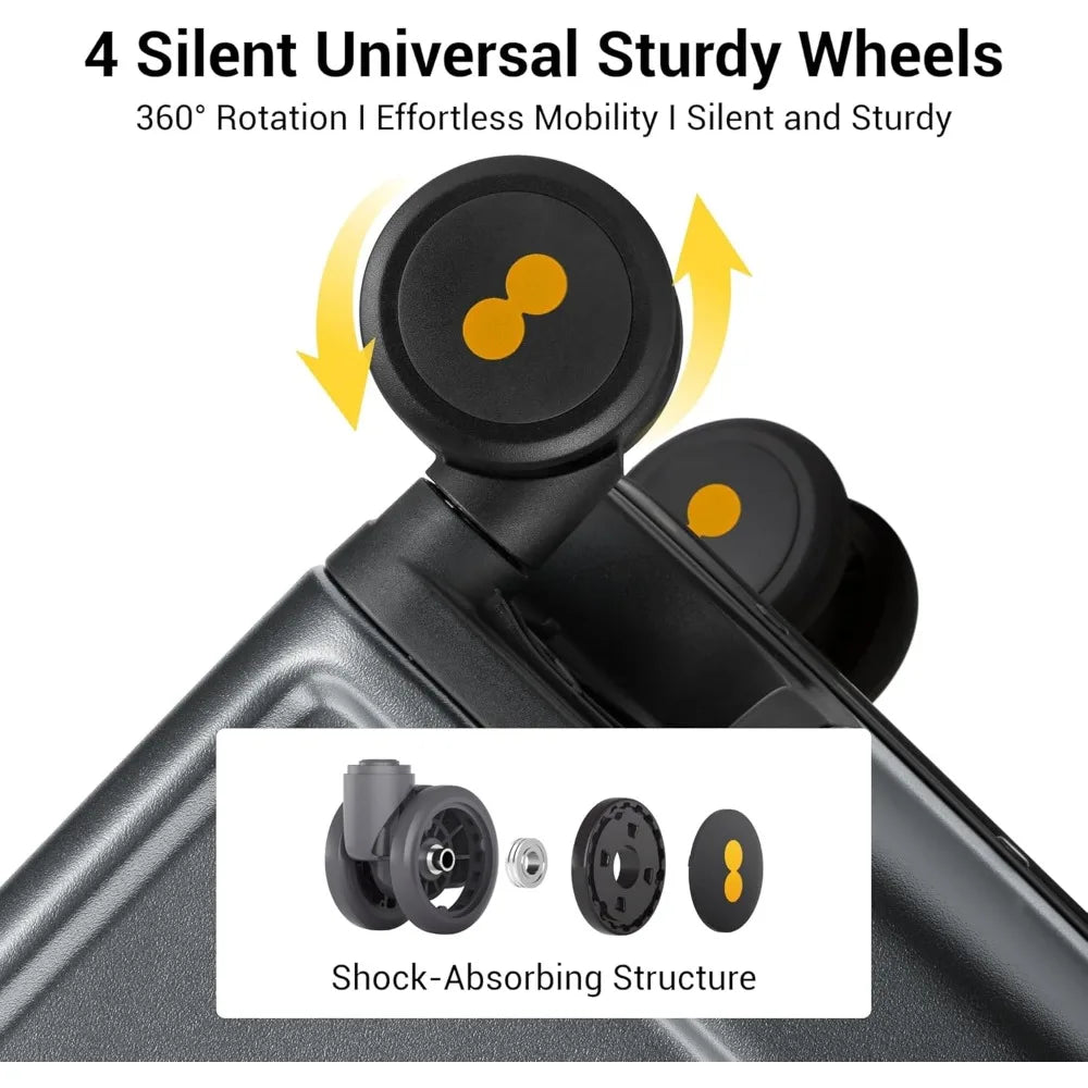 LEVEL8 Zipperless Carry On Luggage Airline Approved with Aluminum Frame, Hard Shell Suitcase with Spinner Wheels, Metal Checked