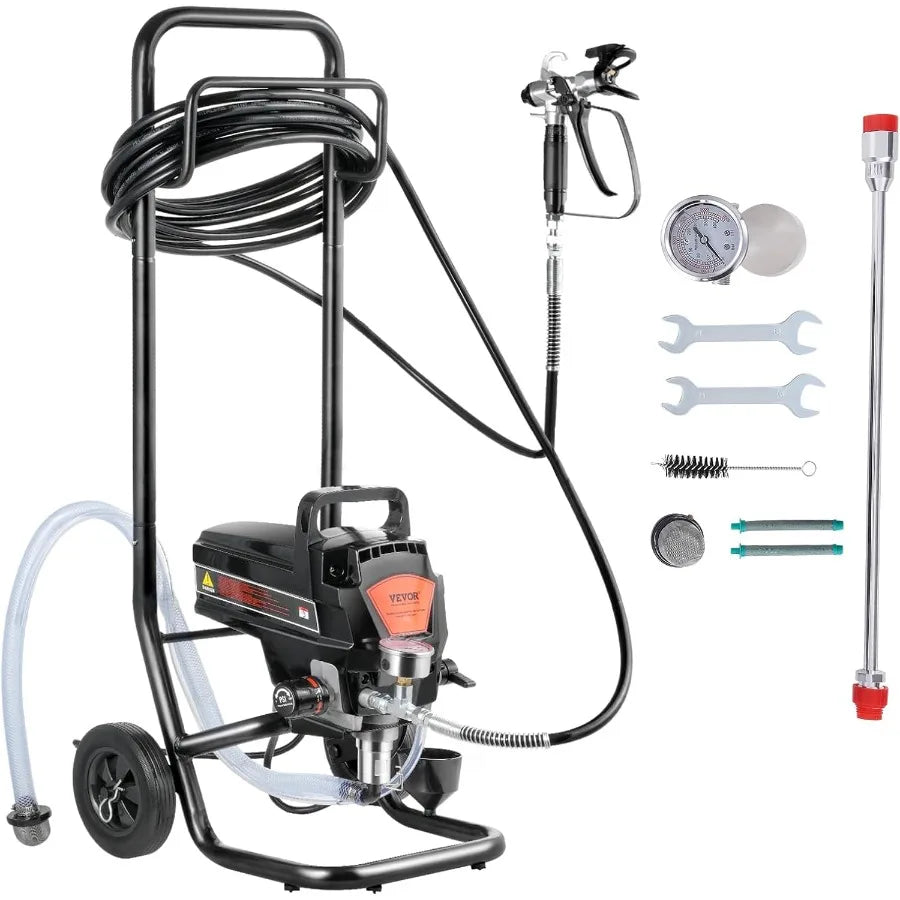 High Efficiency Electric Airless Paint Sprayer with Cart for Home Interior and Exterior Painting Applications 950W 3000PSI Deli