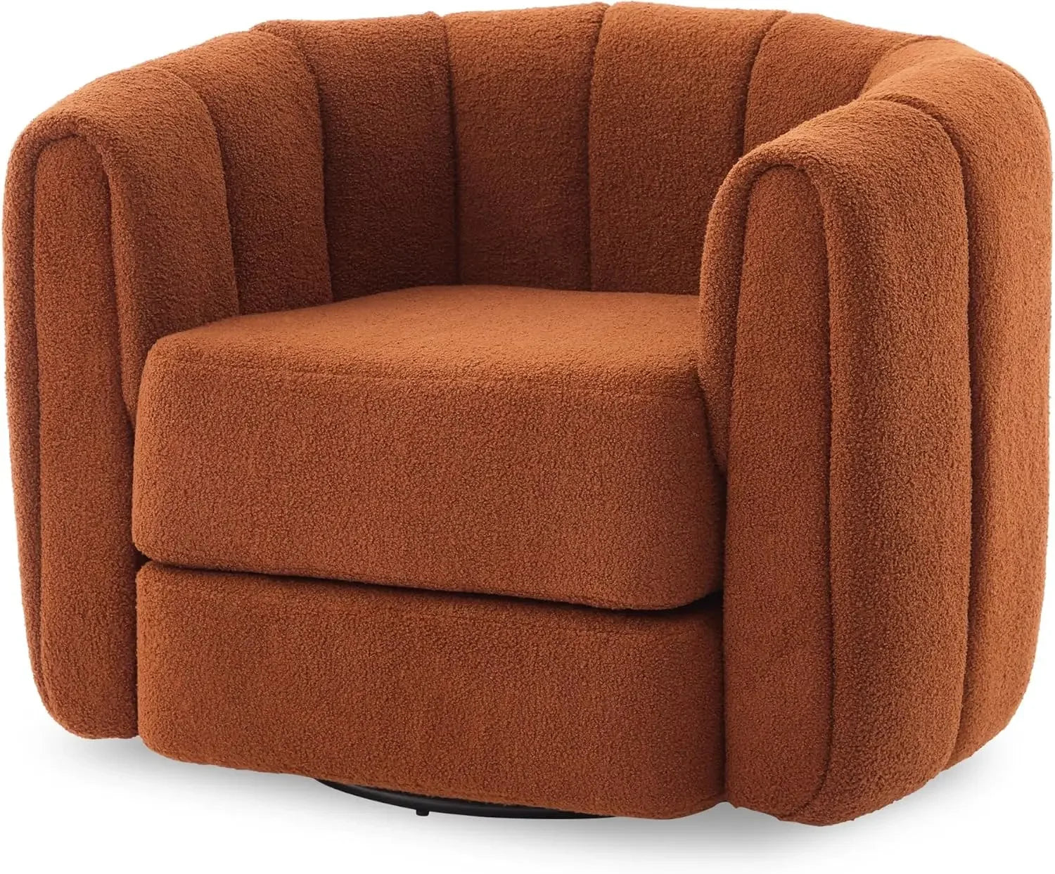 Teddy Swivel Accent Chairs Set of 2 - Barrel Armchair with Thickened Cushion Modern Channel round Arm Design 360 Degree