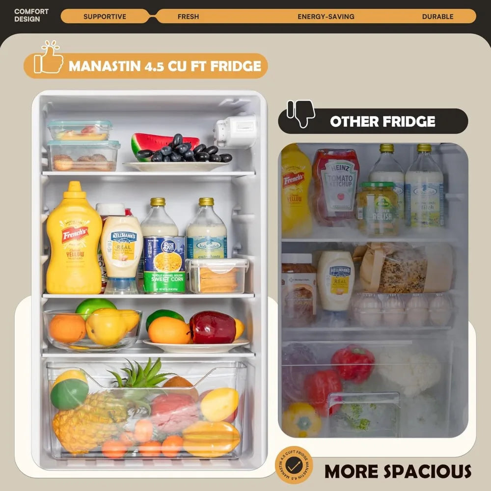 4.5 Cu.Ft Mini Fridge with Freezer, Small Refrigerator with 2 Doors for Kitchen, Dorm, Office and Bedroom, Mini Fridge with Adju