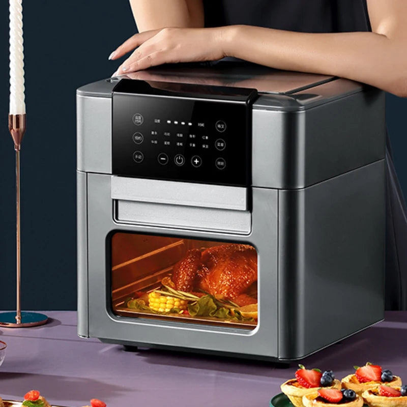 12L Large-Capacity Air Fryer 220V Oil-Free Intelligent Multi-Function Electric Fryer Oven with LED Touch Screen for Household