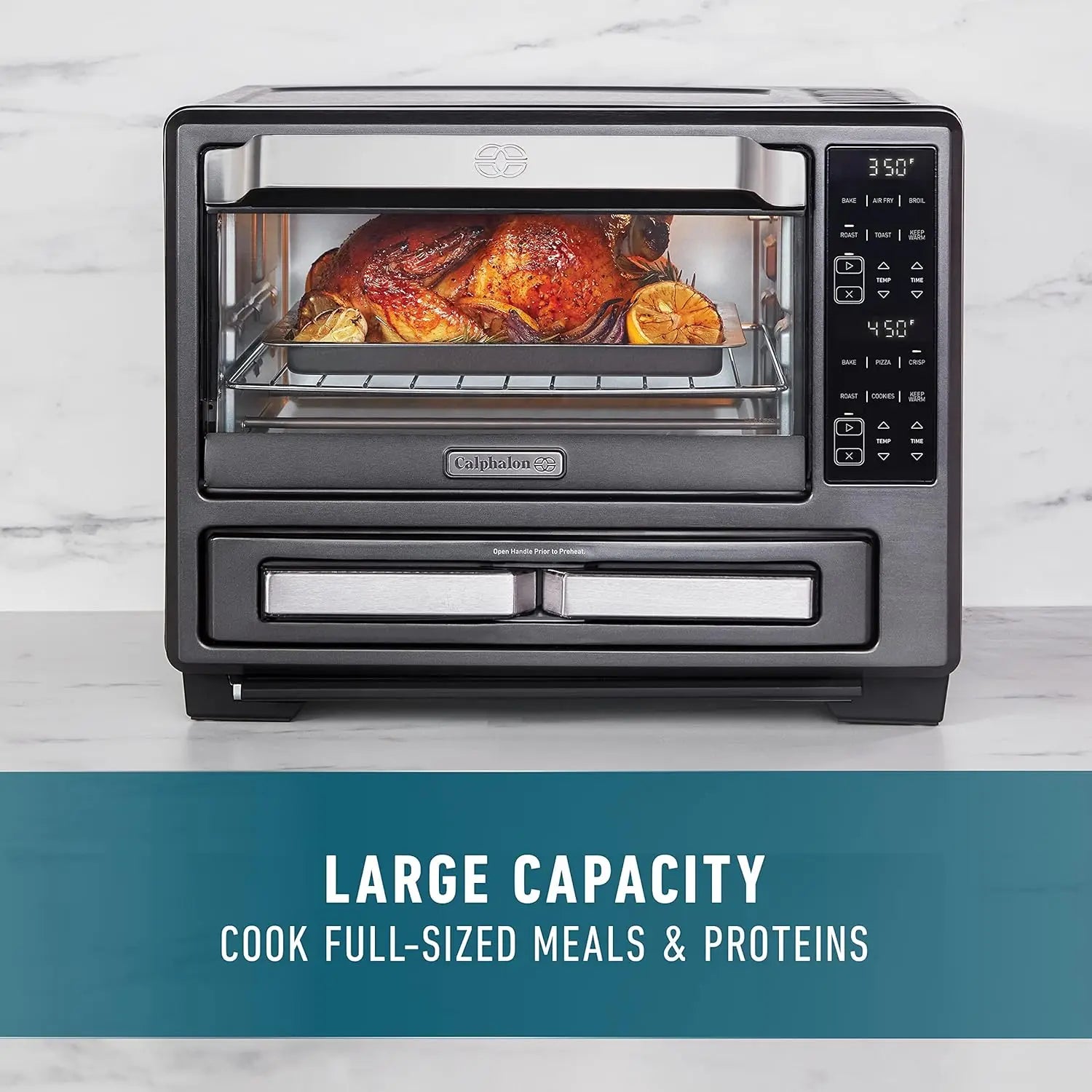 12-in-1 Air Fry Toaster Oven with Dual Zone, Digital Controls, Dark Stainless
