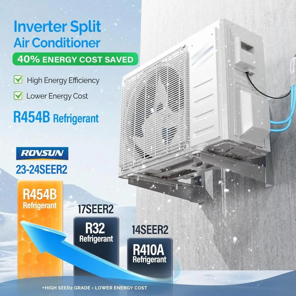 Smart WIFI Mini Split Air Conditioner 12000 BTU with Inverter Heating Cooling 23 SEER2 Ductless System for Room Size 15-25m2