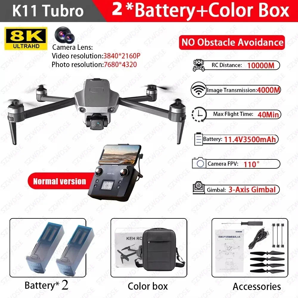 Cole Professional K11 Tubro Drone Aerial 8K HD Dual Camera with Built-in Airdrop Intelligent Obstacle Avoidance And RC Aircraft