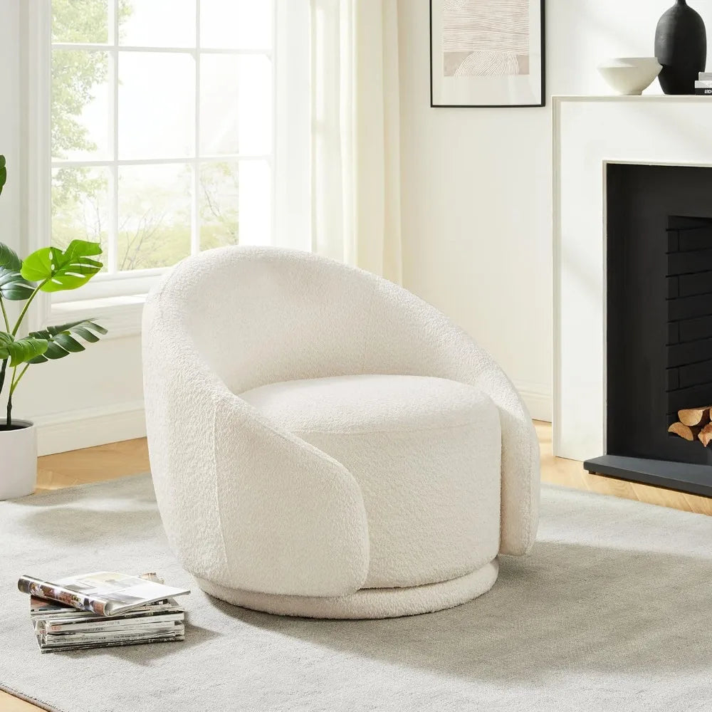Sherpa Fabric Swivel Barrel Chair with Armrests, Comfortable Seating for Bedrooms, Living Rooms, and Apartments