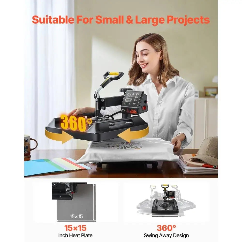 Durable 15x15 Inch 8 in 1 Heat Press Sublimation Machine for T-Shirts Printing Easy Operation