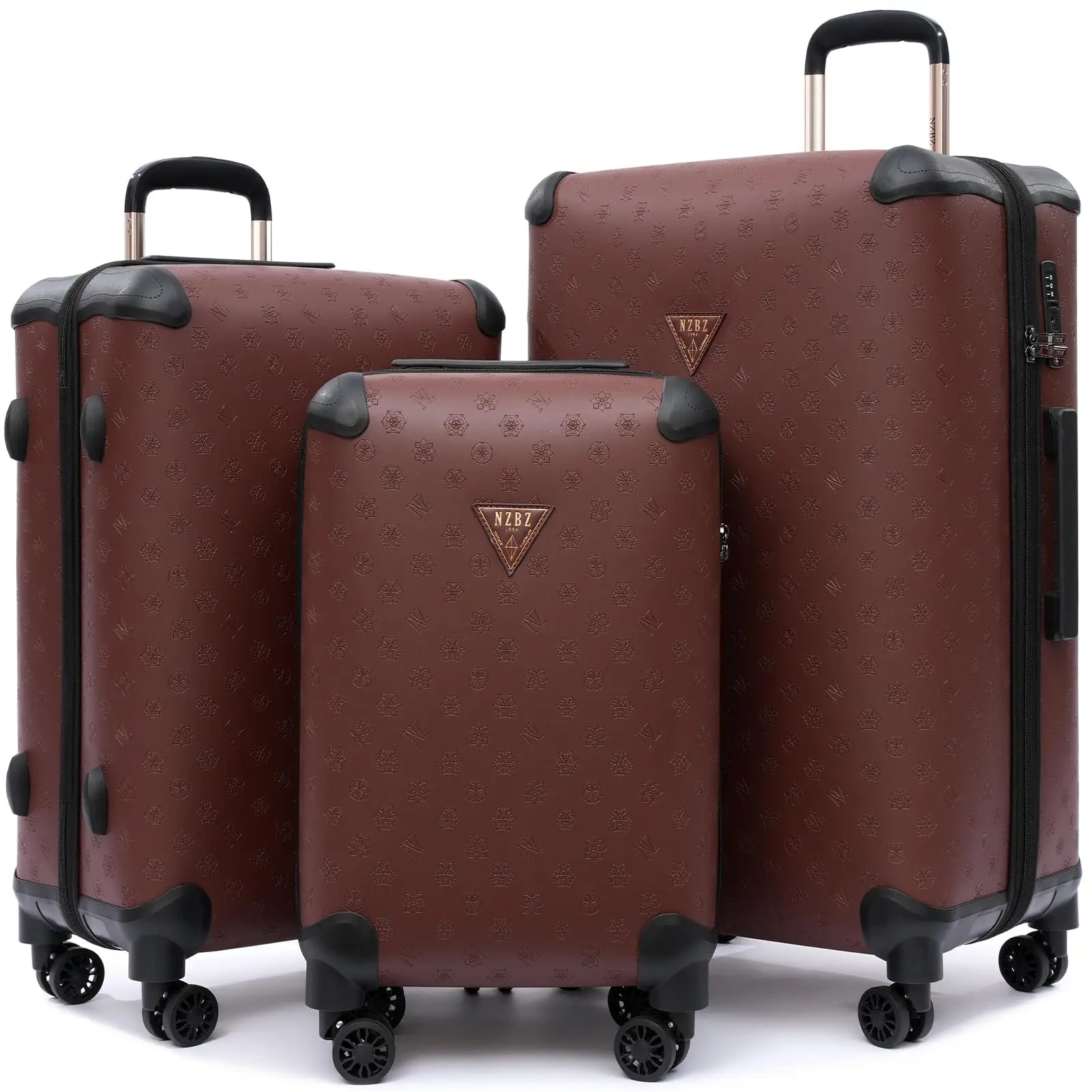 Vintage Luggage Set Luxury Travel Suitcase Artificial Leather Luggage 3PCS Large Capacity Suitcase with Double Spinner Wheels