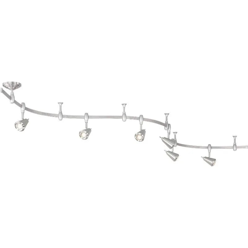 Pro Track Track Light Fixture - 6 Head LED Track Light, Brushed Nickel, Adjustable Monorail Modern for Ceilings, Kitchen Islands